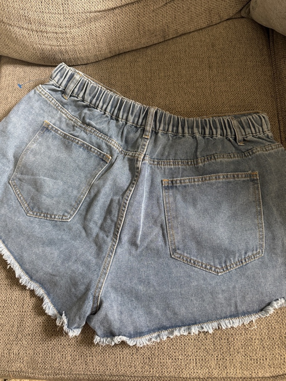 Embroidered Denim Women’s Shorts - Light Blue - Picture 5 of 5